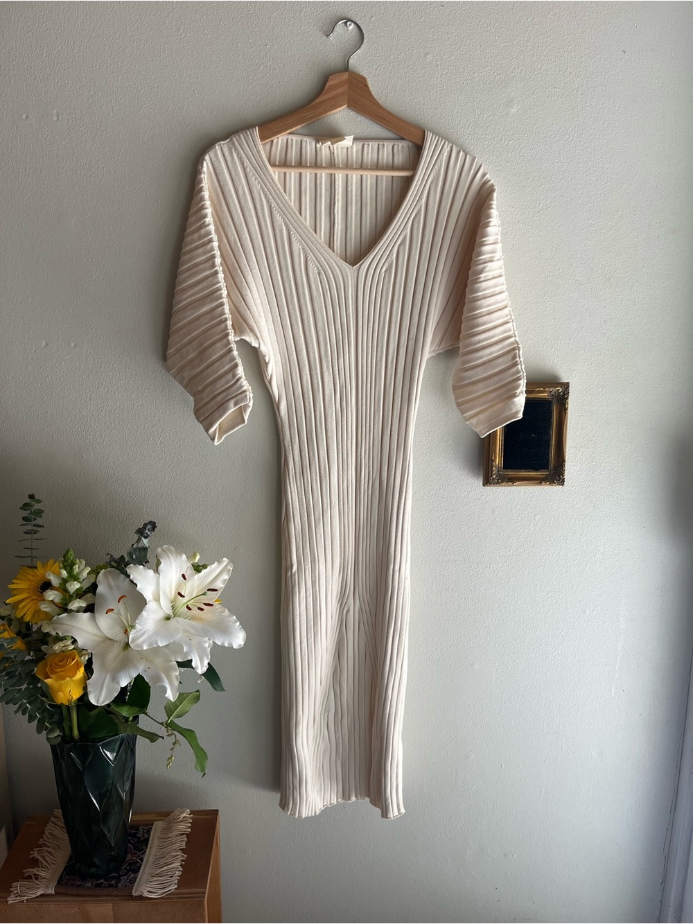 Anthropology white ribbed dress size XS